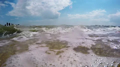 4K. Wave on a beach. POV Stock Footage 50221245