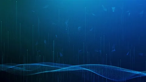 4K Wave line flowing particles abstract background, curvy shape dots fluid array Stock Footage 253538538