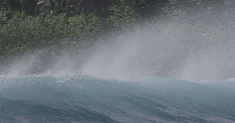 4K: Wave Pealing From the Back/Spray Stock Footage 63216129