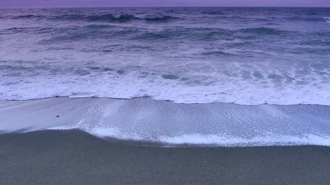 4K Waves on Shore, Stormy Beach Coastline Seascape Pebble Rocks Stock Footage 74314697