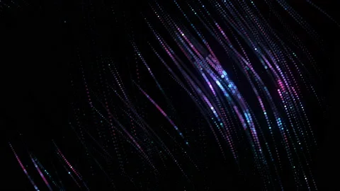 4K Wavy dots texture. Neon particles slow flowing against black background Stock Footage 124305432