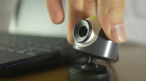 4K Webcam Live Computer Camera Adjusting Slider Dolly Stock Footage 50346978