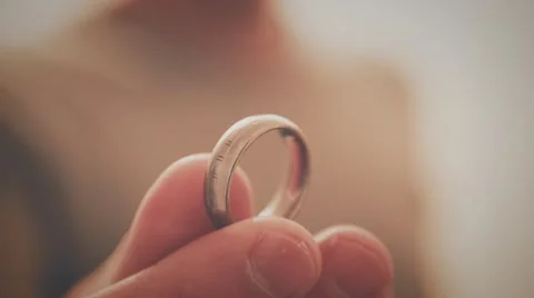 4k - Wedding ring in hand Stock Footage 59620786