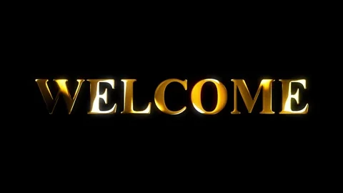 4k welcome text gold effect animation with black screen	 Stock Footage 263333128