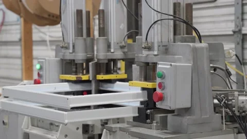 4K. welding process of PVC profile Windows. Stock Footage 134212670