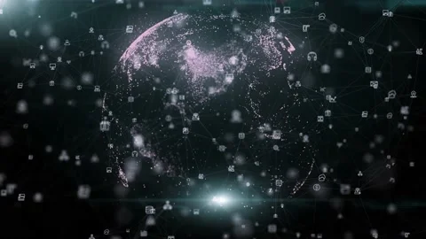 4K White Digital AI Globe Internet Web Network Blockchain Connection Background 스톡 동영상 204054850