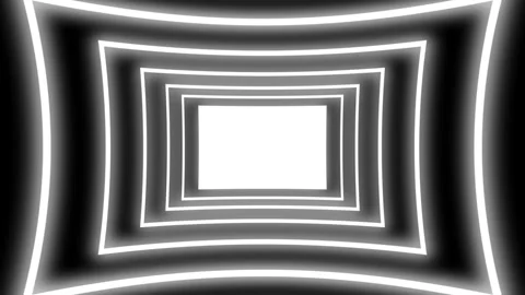 4K White Glowing Neon Rectangle Tunnel Motion Background Loop Stock Footage 340468441