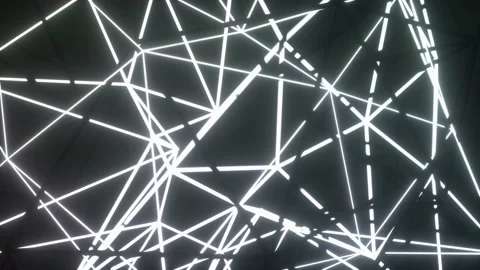 4K White neon Futuristic Sci Fi linear lights, 3d animation Loop background Video stock 202103066