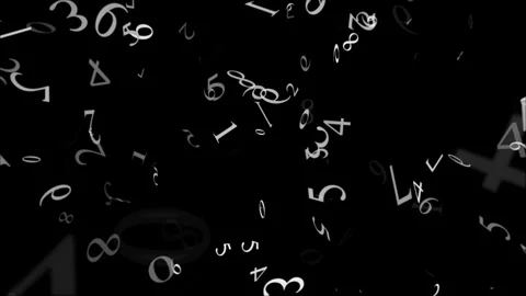 4K White Numbers Floating and Rotating on a Black Background, Looping Stock Footage 306808648
