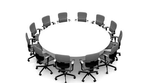 4K White round table with black chairs. Stock Footage 35325762