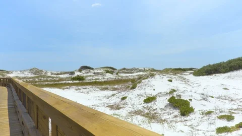 4K White Sandy Dunes From Beach Walkway Stock Footage 109229274