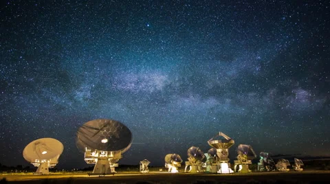 4k Wide Radio Array Telescopes with Milky way ~ Footage  