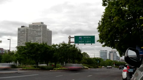 4K WIDE SHOT HYPER TIME LAPSE OF CITY STREET ON CLOUDY DAY Stock Footage 132074590