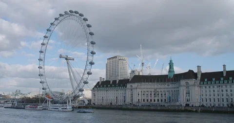 4K wide shot of the London Eye Stock Footage