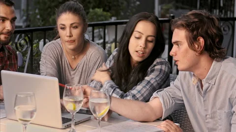 4k wide shot of multicultural group of university students resourcing informatio Stock Footage 201095871