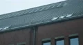 4k Wind and heavy rain on building roof thunderstorm street scene in german city 4k or 4k+ Resolution