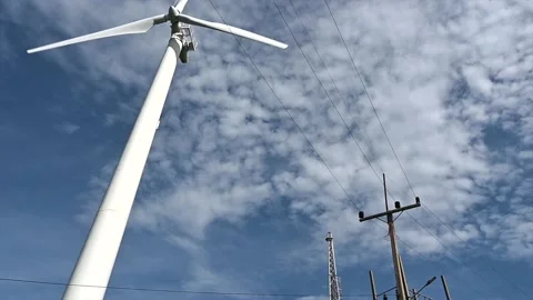 4K Wind Power and the Sea Stock Footage 203807478