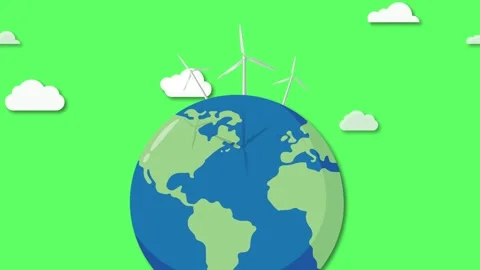 4k wind turbine earth 2d animation Stock Footage 259963852