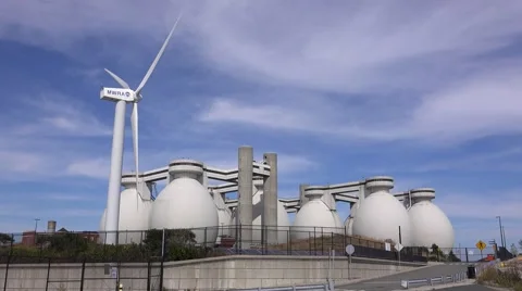 4K Wind turbine water treatment building Video stock 59758146