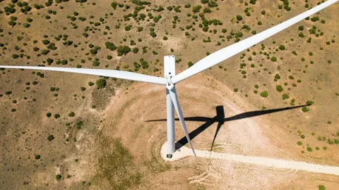 4K Windmill Drone Footage Wind Turbine Renewable Energy Birds Eye Stock Footage 137216482