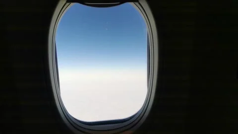 4k window view on the airplane, clouds, aerial shot Stock Footage 295161559