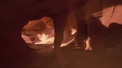 4K Windstone Arch Fire Cave Red Aztec Sandstone Erosion Valley Of Fire Stock-Footage 334462185