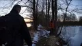 4k Winter hiking couple on small path between lakes while sunset 4k or 4k+ Resolution