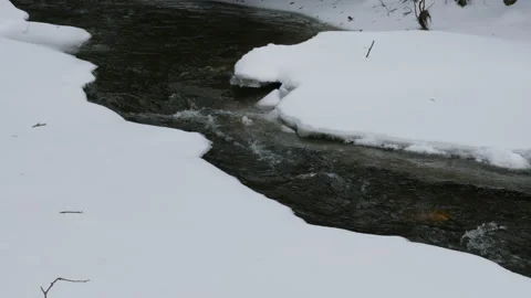 4K. Winter Mountain Stream. Mountain River. Beauty in nature.Winter Landscape. 動画素材 211710704