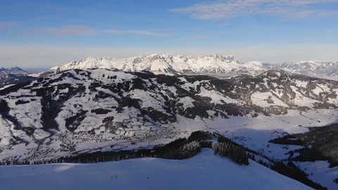 4K Winter snow mountain peak valley drone shot Stock-Footage 101404474