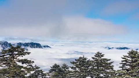 4K Winter Snow Scenery and Sea of Clouds Collection Видео 344091939