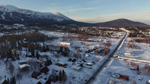 4K Winter Sunset Scenery at Sheregesh Ski Resort in Siberia Stock Footage 330517566