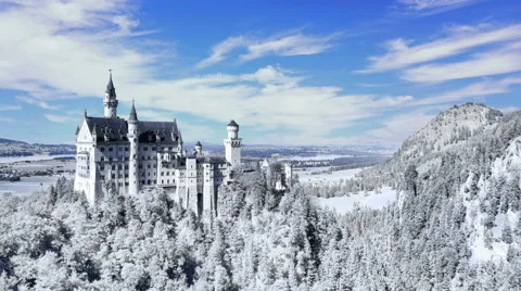 4K Winter Time Lapse of the Neuschwanstein Castle in Germany Stock Footage 68847359