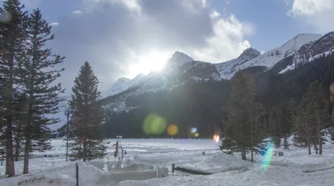 4K+ Winter Timelapse of Clouds over Lake Louise Stock Footage 68382290