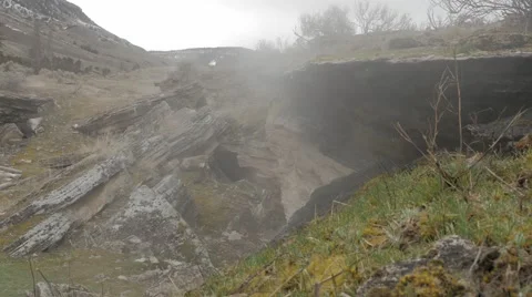 4K winter volcano natural steam Stock-Footage 48090448