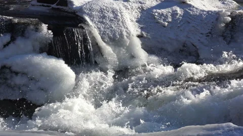 4K Winter Waterfall Close-up View Video stock 59955590