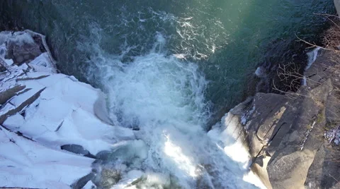 4K Winter Waterfall Top View Stock-Footage 59955417