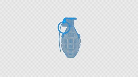4k wireframe grenade, technology, grenade transparent background Stock Footage 258893481