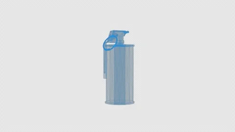 4k wireframe smoke grenade technology, transparent background, smoke grenade Stock-Footage 258894264