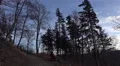 4k Woman relaxing bench mountain range Harz cold season 4k or 4k+ Resolution