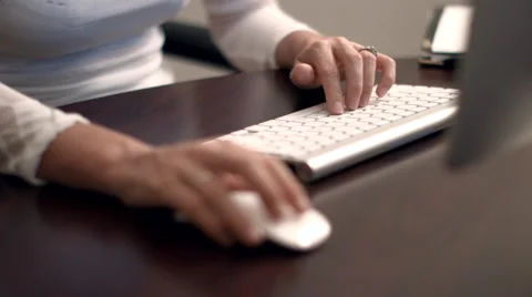 4k, Woman Typing On Computer At Desk Stock Footage 62916655