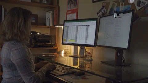 4k Woman Working On Computer Spreadsheet Stock Footage 119799933