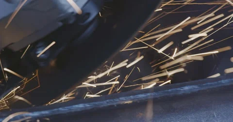 4K Worker grinds a piece of pipe Stock Footage 37215767