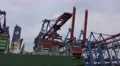 4k Working crane at the docks of Hamburg harbour 4k or 4k+ Resolution