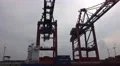 4k Working cranes pan at docks in Hamburg harbour 4k or 4k+ Resolution