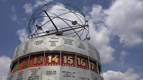4K World clock in Berlin display hour concept tourism attraction worldtime icon Stock Footage 72131011
