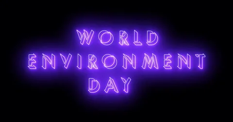 4K World Environment Day text cool neon-... | Stock Video | Pond5