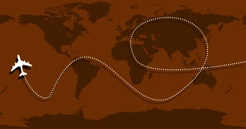 4K World Map - Flying Airplane Animation Stock Footage 112721851