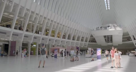 4K - World Trade Center Path Station Interior, The Oculus, New York City Stock Footage 204887941
