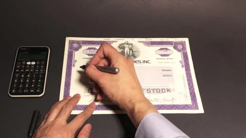 4K Write Worthless on Stock Certificate and scramble after Stock Market Crash Stock Footage 282235998