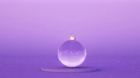 4K Xmas minimal motion background. X-mas ball on round stage. Stock Footage 141560124